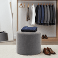 thumbnail image 2 of 19-Inch Wide Round Pouf Ottoman Footstool, Versatile Upholstered Design for Living Room, Bedroom, 2 of 9