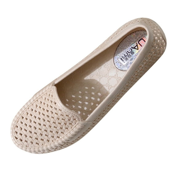 NOKIO Women Shoes Flat Bottom Casual Breathable Hollow Casual Shoes Soft Bottom Baotou Mother Shoes Beach Hollow Shoes Summer Casual All-Match Slip On Hollow Shoes Comfortable Flat Shoes Mother Shoes