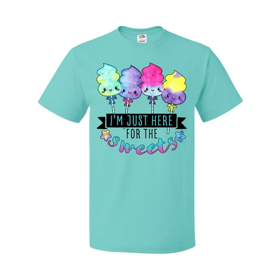 Inktastic I'm Just Here for the Sweets with Spun Sugar Candy T-Shirt