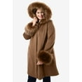 thumbnail image 2 of Jessica London Women's Plus Size Hooded Faux Fur Trim Coat, 2 of 3