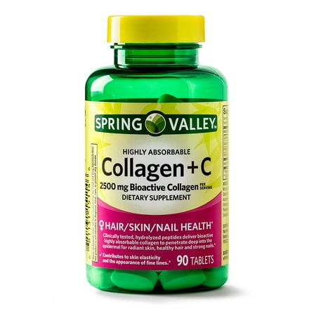 Spring Valley Collagen+ Vitamin C Tablets, 2500 mg, 90