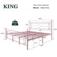 thumbnail image 4 of Amolife King Size Metal Platform Bed Frame with Vintage Cross Pattern Headboard&Footboard, Pink, 4 of 10