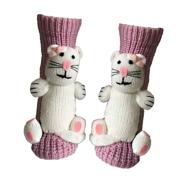Calcetines de animales, regalos de , divertidos, gruesos y suaves, calcetines de tubo medio para el dormitorio y el hogar. Gatito rosa