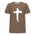 thumbnail image 5 of DDAPJ pyju Men's Fashion 3D Jesus Cross Faith T-Shirt, Mens Novelty Christian Cross Print Casual Short Sleeve Shirt Funny Graphic Workout Athletic Tees Tops Summer Savings Brown XL, 5 of 6