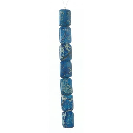 - Imperial Jasper Bead Strand: Rectangle, Blue, 18 x 25 mm