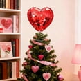 thumbnail image 4 of Dadiaei Disco Mirror Heart Tree Topper for Valentines Day and Christmas Decor Foam Ornament with Spring Base for Large Tree Pink and Red Hanging for Festive and Gift Giving, 4 of 6