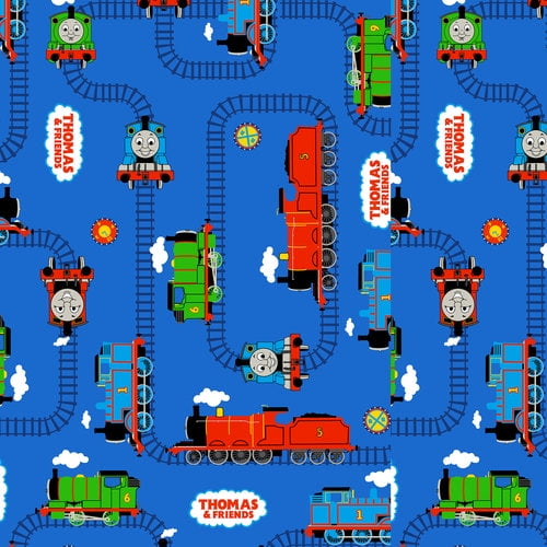 V I P By Cranston Thomas The Tank Engine Tracks Fabric Per Yard Walmart Com Walmart Com