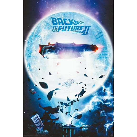 Back To The Future II - Movie Poster (DeLorean - Time-Travelling - Moon) (Size: 24" x 36")