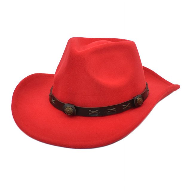 Sombrero de lana étnico, sombrero de pareja para hombres y mujeres europeos y americanos, sombrero de copa de mezclilla occidental de lana, moda