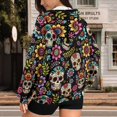 thumbnail image 3 of Uorisanigo Sugar Skull Hoodie for Women Lightweight Long Sleeve Womens Oversized Hoodies Warm Pocket Fall Outfits Winter Clothes Soft Womens Full Zip Up Hoodies Size 2XL, 3 of 7