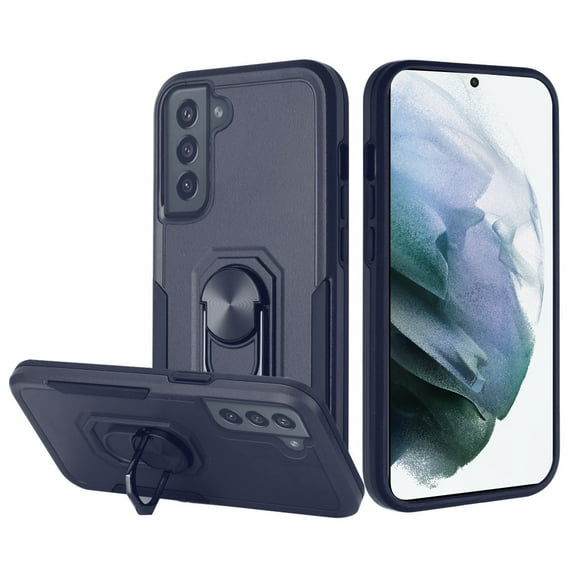 For Samsung Galaxy S22 Ultra Hybrid Tough Strong Dual Layer Hard PC TPU with Flat Magnetic Ring Stand Heavy-Duty Armor Cover ,Xpm Phone Case [ Blue ]