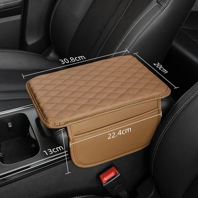 Sac de Rangement pour Voiture Housse de Console Centrale en Cuir Microfibre Durable avec Deux Compartiments de Rangement pour Accessoires d'Organisation de Véhicule