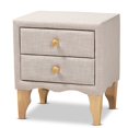 thumbnail image 1 of Baxton Studio Tissu 2 Tiroirs et Table de Chevet en Bois Beige, 1 of 9