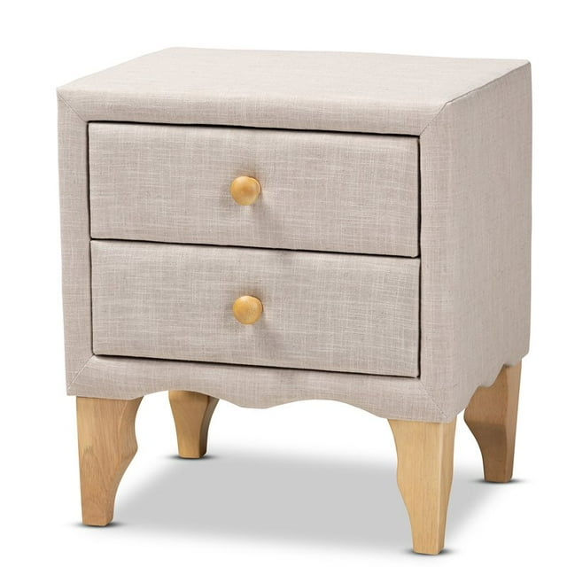 Baxton Studio Tissu 2 Tiroirs et Table de Chevet en Bois Beige
