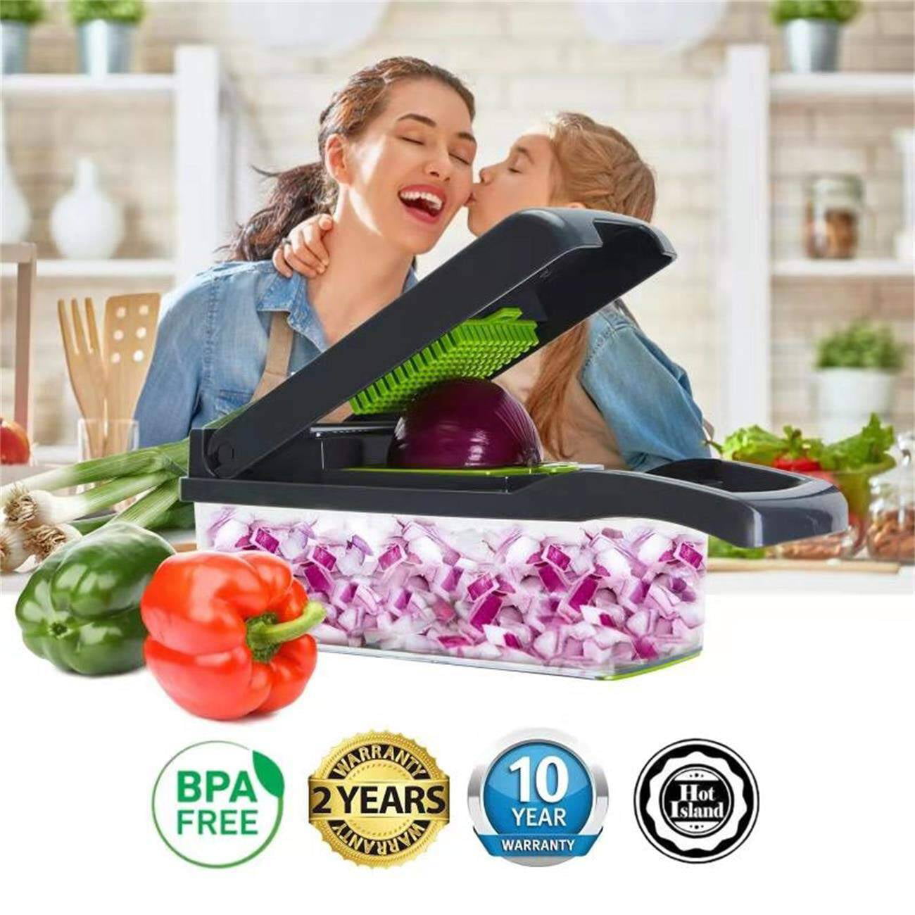 1pc Adjustable Vegetable Chopper With Container, 10 In 1 Food