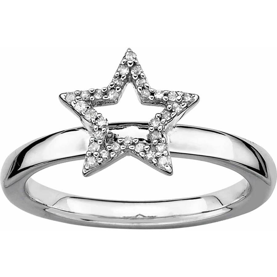 Sterling Silver Star Diamond Ring - Walmart.com