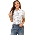 thumbnail image 1 of INSPIRE CHIC Camisa Floral Para Mujer, Panel Con Ribete De Encaje, Cuello En Punta, Abotonado En La Parte Superior Blanco XL, 1 of 6
