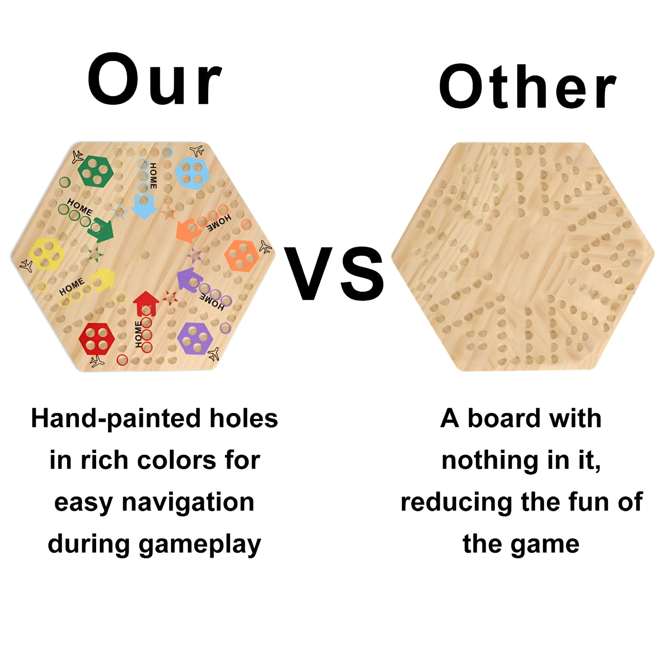 BESTSKY 2026 New Original Marble Game Board Game Double Sided Painted Wooden Fast Track Board Game for 6 and 4 Players 6 Colors 24 Marbles 6 Dice for Family Friends