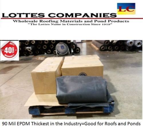 10/' x 10/' BLACK 90 MIL UNIVERSAL ROOF LINER /& POND LINER EPDM RUBBER