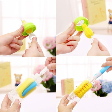 Girl12Queen 4Pcs/Set Sponge Newborn Baby Milk Bottle Pacifier Spout Tube Clean Brush Tool