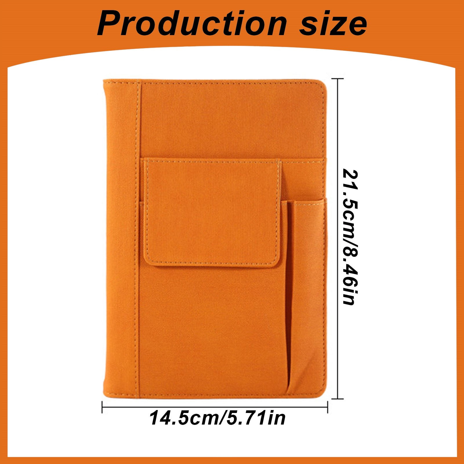Leather Notebook Set - Thick Classic Ruled Notebook with Pen Loop and Pen, A5, Soft Faux Leather Hardcover Cover with Buckle(Orange) 5.71x8.46"