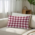 thumbnail image 3 of Plaid Red, Throw Pillow Cover, Pillowcase Protectors with Zipper, Breathable Decorative Lumbar Pillow Case Cover, Abstract Minimalistic Geometric Lattice Pillow Shams for Couch Sofa 16x24Inch, 3 of 8