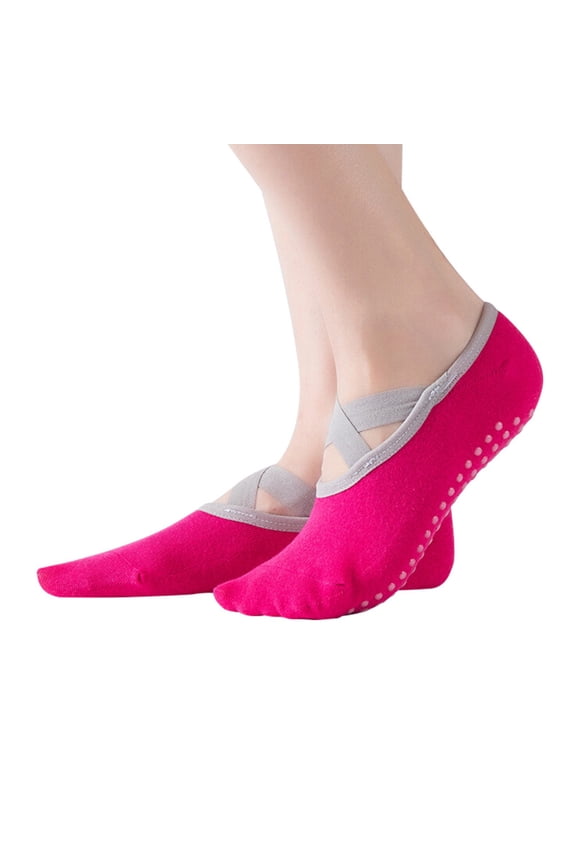 Ballet Dance Socks Non-slip Grips Cotton Socks For Women Ankle Grippy Straps Barre Ballet Dance Gripper Workouts Anti Skid Sock B One Size