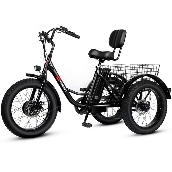 Electric Tricycle for Adults, 500W Motor, 36V 13Ah Battery, 20x4" Fat Tire 3-Wheel Electric Bike, Rear Basket,UL 2849