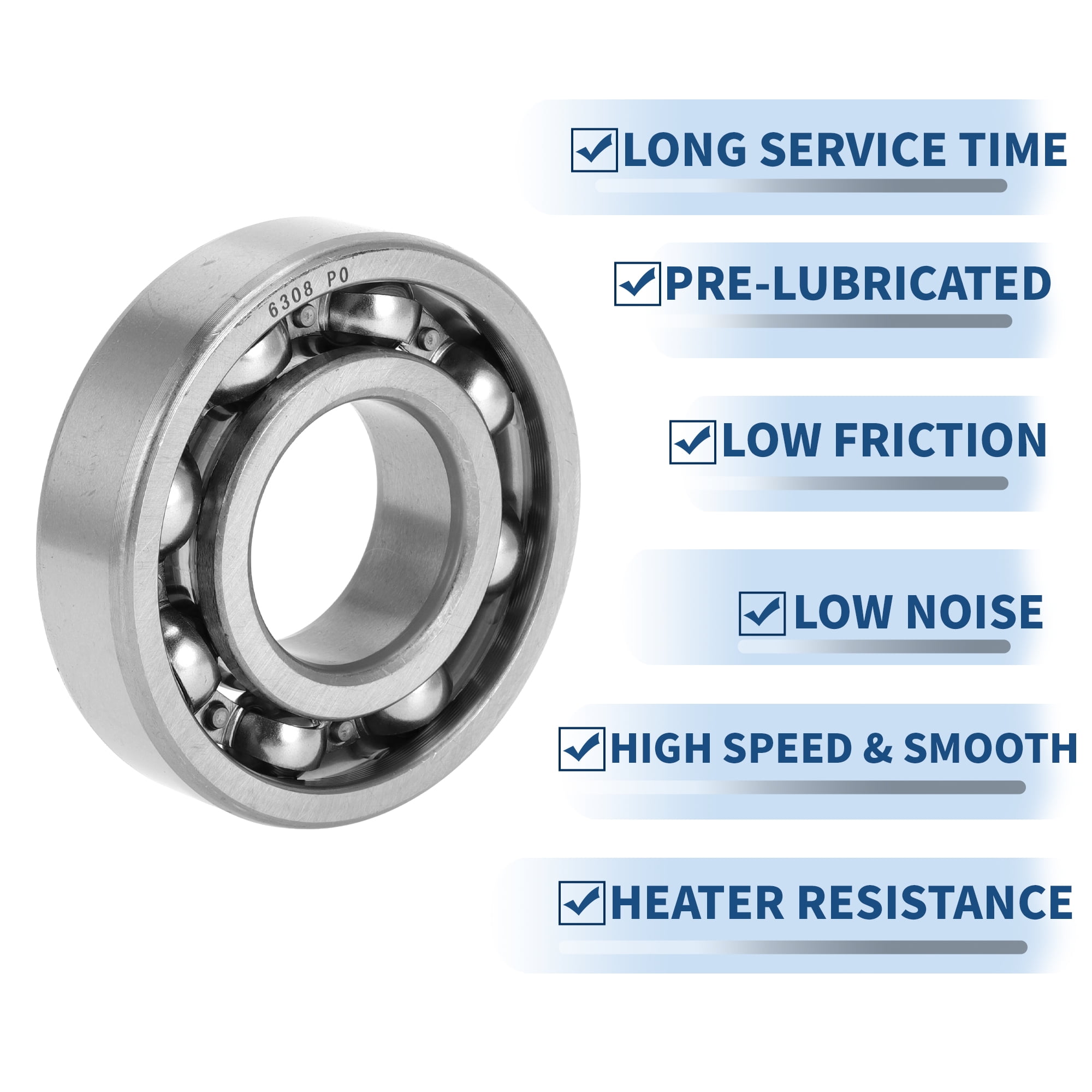 Unique Bargains 6308 Deep Groove Ball Bearings P0 40x90x23mm Lubricated Bearings Open Type Silver Tone Scooter Skateboard Wheel