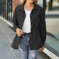 thumbnail image 2 of Womens Corduroy Shirt Jacket Lapel Collar Long Sleeve Button Front Casual Outerwear, 2 of 7