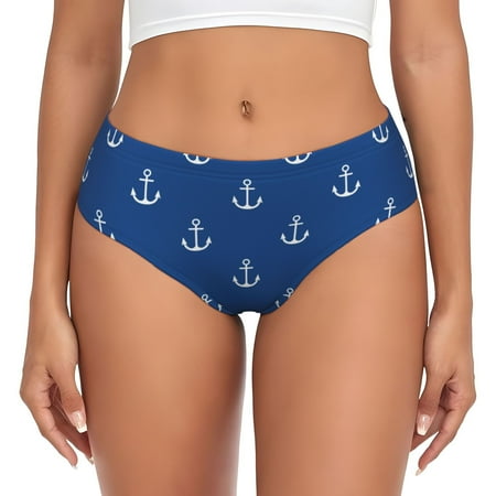 trendy white anchor blue Womens Briefs Underwear  No Show Seamless Underwear for Women  Soft Stretch Women s Panties  Classic Hipster Panties Bikini Underwear Briefs for Ladies