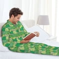thumbnail image 6 of Honeii Crocodile And Bush Pattern Mens Pajamas Set,2pcs Men's Lounge Long Sleeve Sleep Shirt and Pajama Bottoms Sleepwear Set,Mens Pjs Sets-Medium, 6 of 7