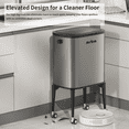 thumbnail image 4 of Metal Kitchen Trash Can with Wheel Legs, 36L / 9.5gal Medium Press Lid Slim Removable Waste Basket, Pet Proof Tall Narrow Garbage Pail for Vanity, Bedroom, Bathroom, Living Room, Eclipse Grey, 4 of 7