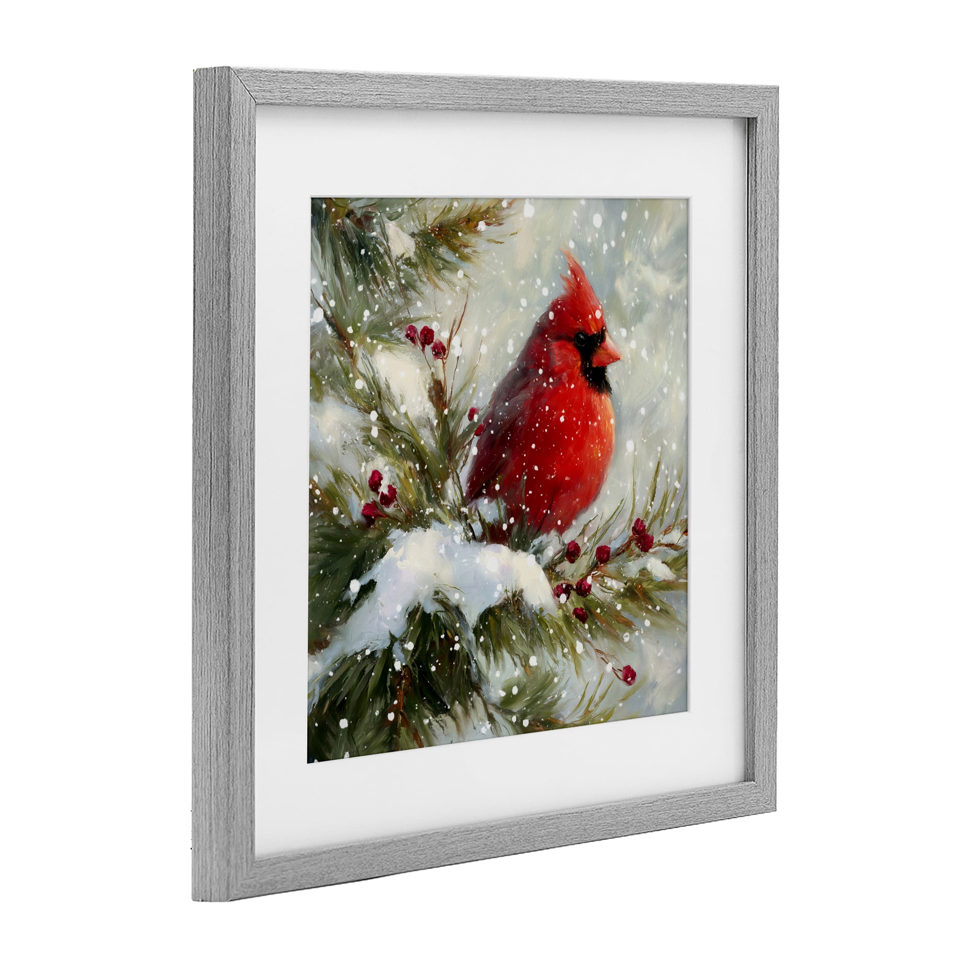 Stupell Industries Winter's Red Jewel Gray Framed Print Under Glass, design by Tina LeCour