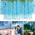 thumbnail image 3 of Flores Artificiales de Glicina, Plantas Artificiales de Wisteria Colgantes para Boda, Jardín, Habitación, Exterior para el Hogar, Arco de Fondo y Fiesta (Azul Cielo), 3 of 4