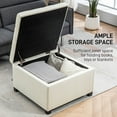 thumbnail image 6 of Knubmt Wood Frame Storage Ottoman with Lid, Fabric Seat Footrest for Living Room, Entryway, Bedroom, Beige, 6 of 10