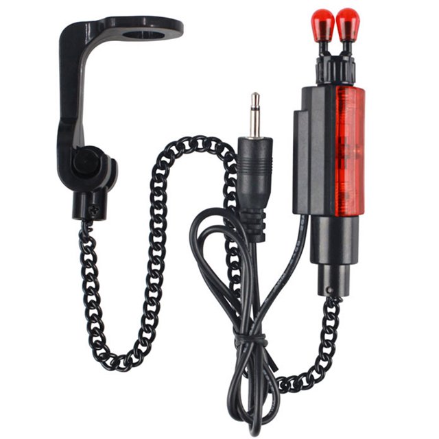 Alarma de mordedura de pesca, colgador de cadena, indicador luminoso LED para pesca (rojo)
