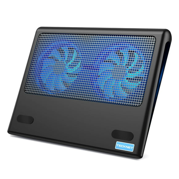 TECKNET Tapis Rafraîchissant pour Ordinateur Portable, Support de Tapis Rafraîchissant Portable Ultra Mince et Silencieux pour Ordinateur Portable/cahier avec 2 Ventilateurs Alimentés par USB, Convient aux 12-16 Pouces (Bleu)