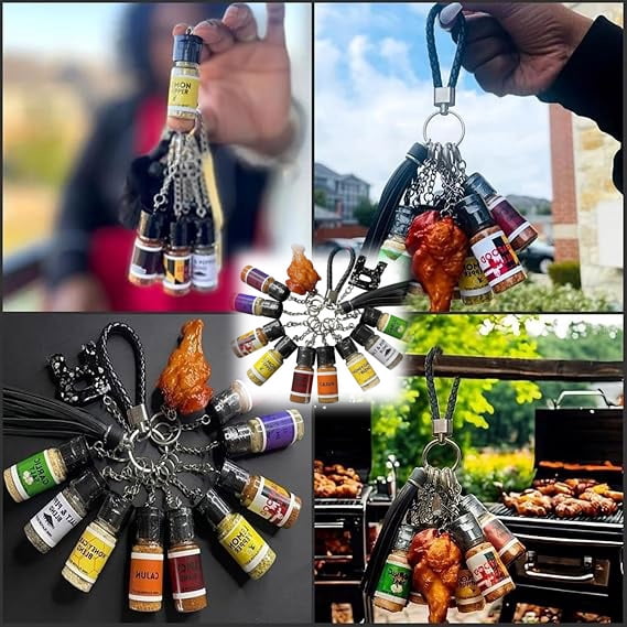 Mini Seasoning Bottles Keychain, 2026 New Upgrade Mini Flavor Keys, Leak-Proof Design, 10 Pcs Spice Keys for Foodies, BBQ, Travel (2Set)