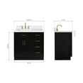 thumbnail image 2 of Ariel Hepburn 36 In. Left Offset Rectangle Sink Bathroom Vanity With Carrara White Quartz Countertop 1.5 Edge In Black, 2 of 9