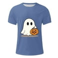 thumbnail image 4 of T-shirts for Men Halloween Ghost Pumpkin T-shirt Short Sleeved Printed Round Neck Blouses Blue XXXL Mens Tops, 4 of 5