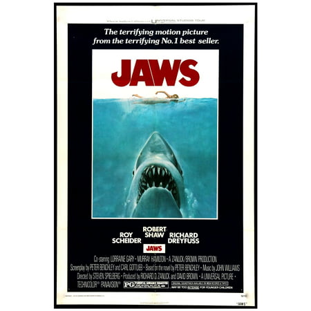 Jaws One Sheet Poster 36 x 24 Movie Shark Ocean Teeth Horror Classic Gift (Best Place To Find Shark Teeth In Florida)