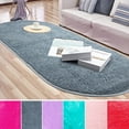 thumbnail image 4 of SAYFUT 31.4 x 64.9 inches Ultra Soft Fluffy Oval Area Rugs Shaggy Living Room Rug Solid Color Non-Slip Bedroom Bedside Rug Runners, Purple, 4 of 5