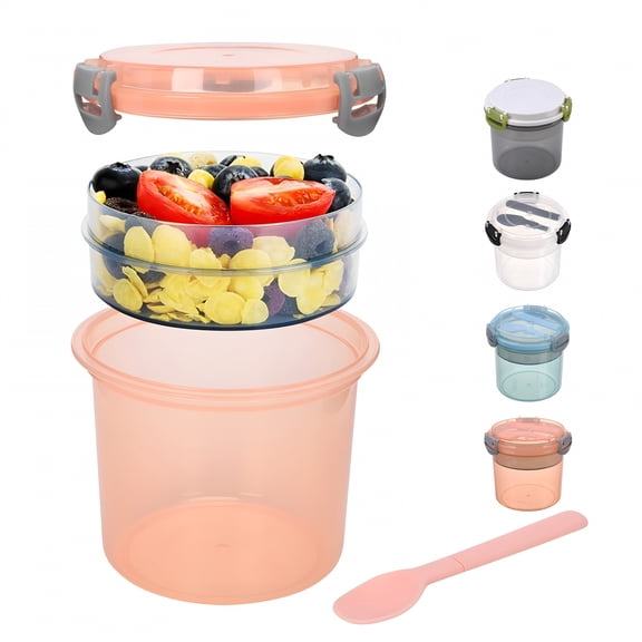 ACDANC Cereal Yogurt Cups with Lids and Spoon,Overnight Oats Container,Reusable Parfait Plastic Milk Jar Breakfast Crunch Granola Oatmeal Smoothie Snack Prep Bowl To Take Along