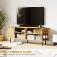 thumbnail image 4 of MARNUR 63" TV Stand for 70" TV, Wood Entertainment Center with Storage and Shelves, 2 Sliding Tambour Doors, Mid-Century Modern, Oak, 4 of 10