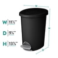 thumbnail image 2 of Sterilite Bathroom Trash Can, 2.6 Gallon Small Plastic Garbage Bucket Bin with Step Lid, Black, 2 of 9