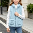 thumbnail image 4 of OGLCCG Girls Sherpa Fleece Vest Kids Full Zip Fuzzy Sleeveless Jacket with Pockets Lightweight Soft Warm Winter Coat(Light Blue,14-15 Years), 4 of 8