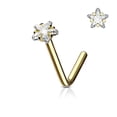 thumbnail image 2 of Nose Ring Stud L Bend Shape Surgical Steel Screw Star CZ Gem 1pc 20G 18G 6MM, 2 of 5