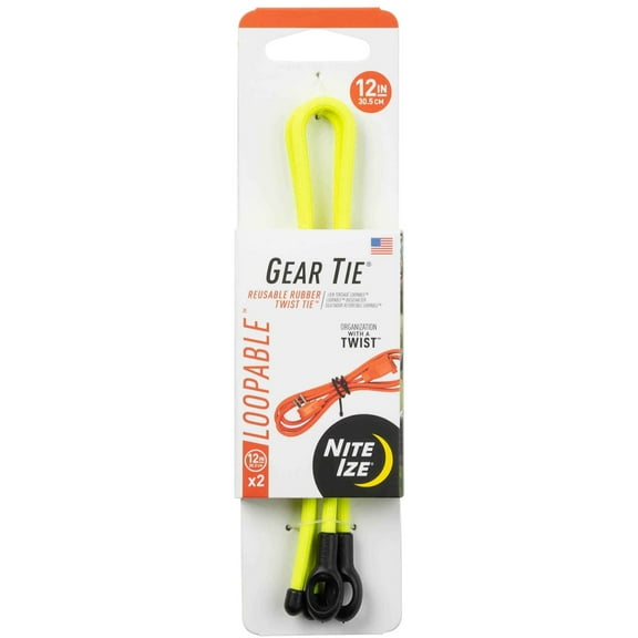 Nite Ize GLS12-33-2R7 Gear Tie Loopable Twist Tie, Yellow, Rubber, 12"