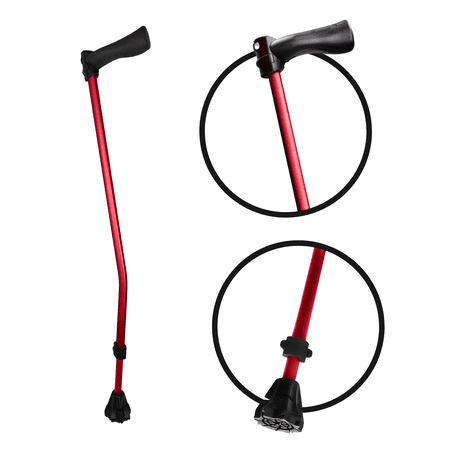 Dynamo Cyclone Cane (Red)- The Best Cane Ever - Designed for Stability and Balance - Standard and Adjustable Walking Cane, Heavy Duty, Travel-Friendly and Stylish - for Seniors, Men, and Women